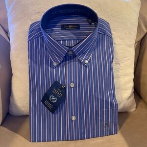 Club Room Estate Blue and Pink Striped Dress Shirt 16 / 32-33 Regular Fit NEW